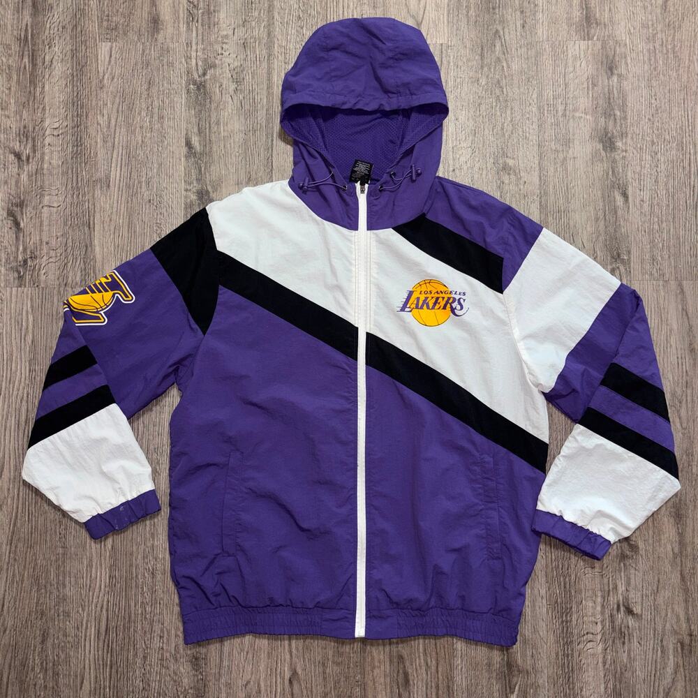 Los Angeles Lakers NBA Men’s XL Purple White Black Hooded Windbreaker Jacket
